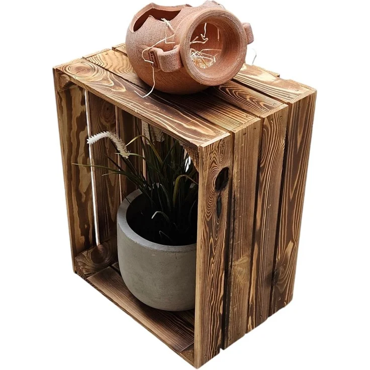 Holzkiste Obstkiste Weinkiste neu geflammt 50 x 40 x 30cm massiv und robust – Bild 2