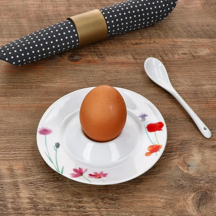 MamboCat Eierbecher 6x Marie Eierbecher mit Ablage weiß Blumen bunt Porzellan 6 Personen – Bild 5