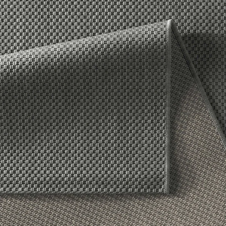 TaraCarpet Outdoorteppich Regina Teppich aus robustem Flachgewebe für In und Outdoor, rechteckig, Höhe: 7 mm, Küche Wohnzimmer Terrasse Garten Balkon uni anthrazit 80x150 – Bild 4