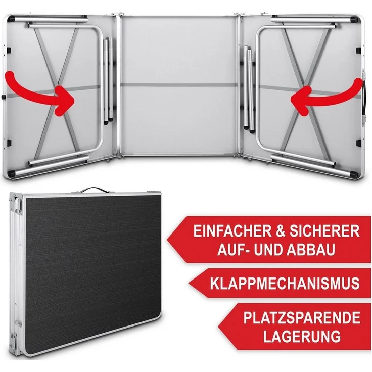 Onbest Klapptisch Sylt mit Aluminiumgestell Tragegriff, rutschfest, 180cm, klappbar, MDF-Platte – Bild 2