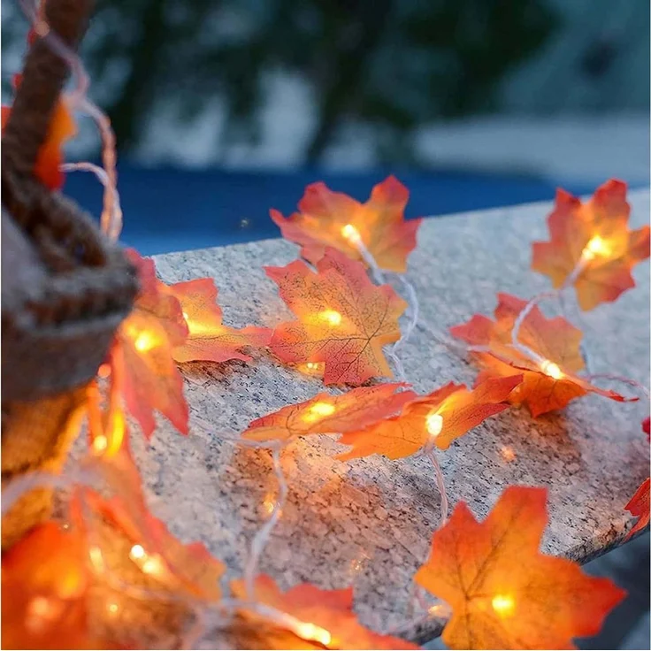Lapamax LED-Lichterkette Herbst Lichterkette Batterie mit Ahornblättern, 1,5–6M, Halloween Deko, 2 Modi, für Halloween Theme Erntedankfest Weihnachtsfeiern – Bild 2