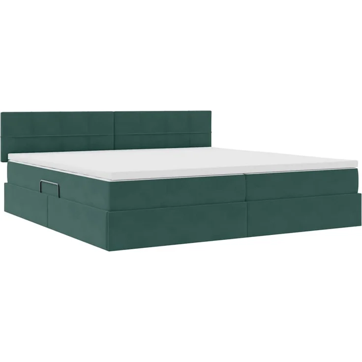 vidaXL Aufbewahrungsbett mit Kopfteil Dunkelgrün 200 x 200 cm Samt 3370782 – Bild 5