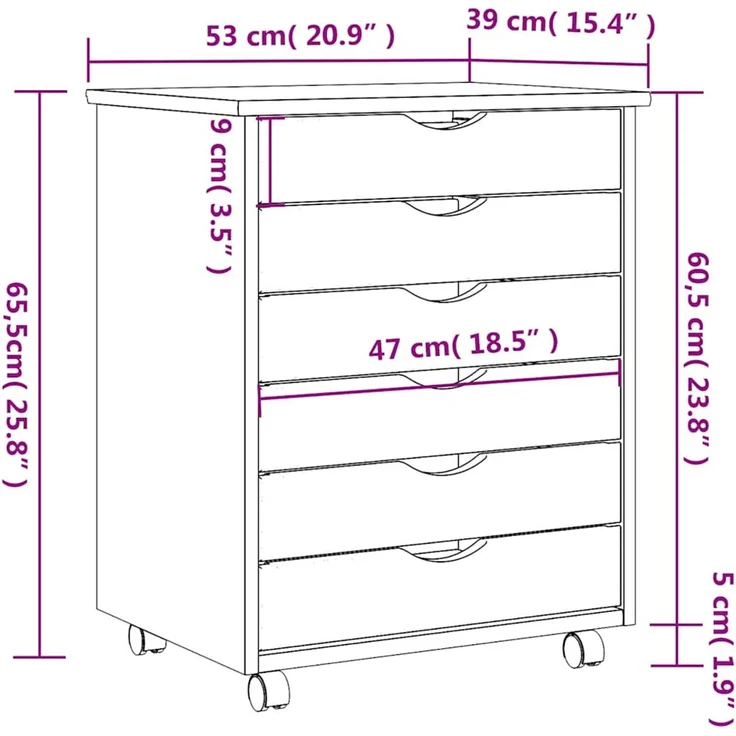 vidaXL Rollschrank mit Schubladen MOSS Honigbraun Massivholz Kiefer 4015785 – Bild 9