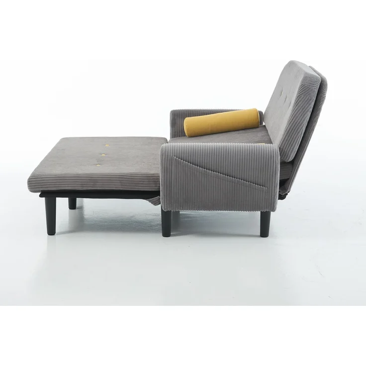 ZUBALIYA Sofa mit Stauraum, mit Cordbezug, mit Schaumstoffpolsterung, für Wohnzimmer und Apartments, mit stabilem Untergestell, Grau – Bild 4