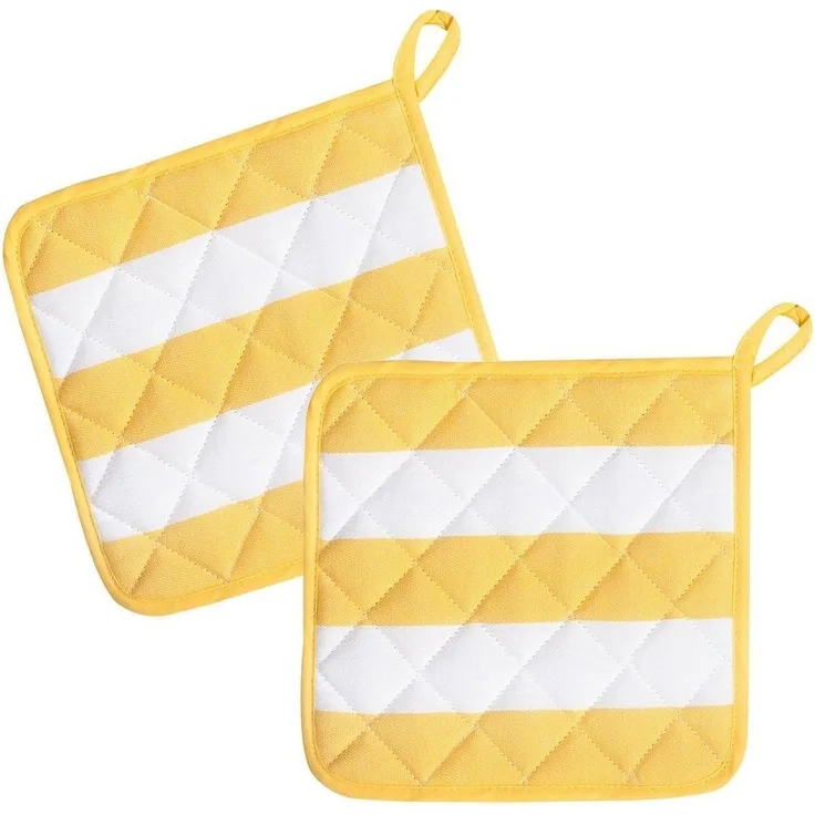 Kracht Topflappen Blockstreifen, (Set, 2-tlg, Set), 2er Set Topflappen, wattiert, ca. 22x22 cm