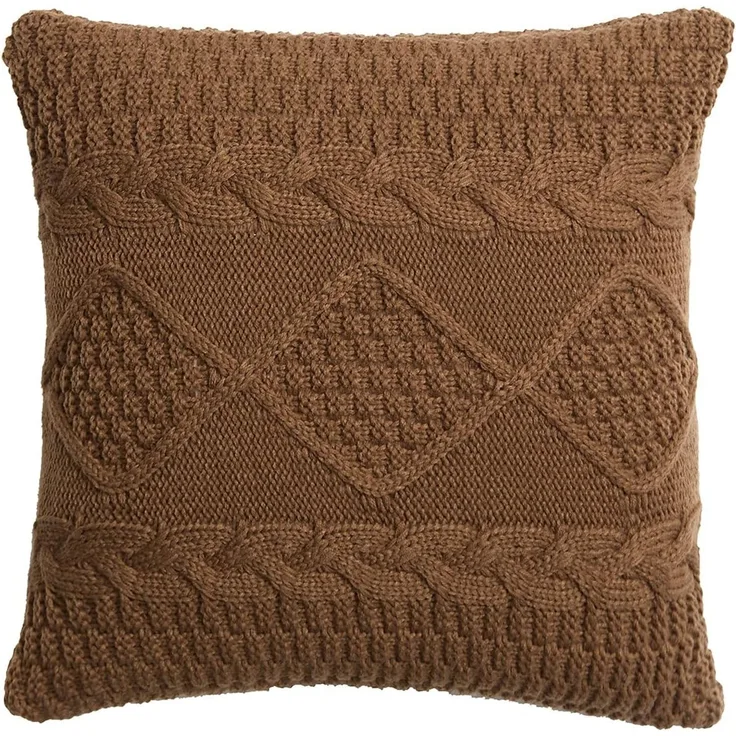 ABC Gestrickter Kissenbezug im Retro-Stil, beige