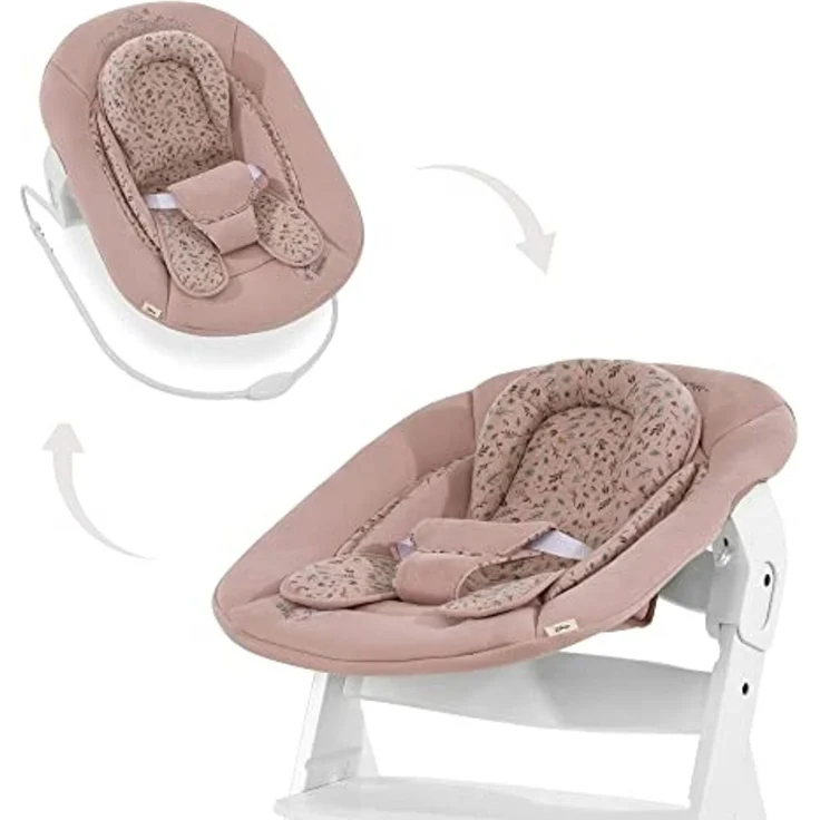 Hauck Babywippe Alpha Bouncer 2in1 kompatibel mit Hauck Hochstuhl Alpha+ und Beta+, Baby Wippe für Neugeborene ab Geburt bis 13 kg, mit Sitzverkleinerer, Shaukelfunktion, Bambi Rosa – Bild 1