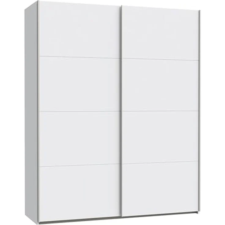 Forte Schach & MATT 2 weißer Kleiderschrank 170 180, moderner Schwebetürenschrank, 2-türig, Holzwerkstoff, Weiß Matt, 170,3 cm breit x 210,5 cm hoch x 61,2 cm tief – Bild 4