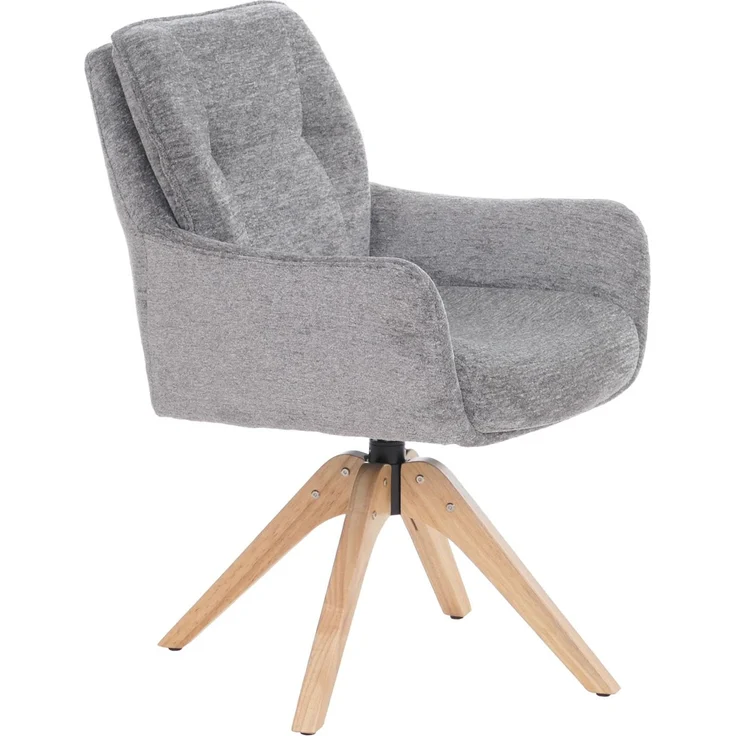 6er-Set Esszimmerstuhl HWC-Q37, Küchenstuhl drehbar Auto-Return, Stoff (680g/m²) Chenille Öko-Tex Holz MVG ~ grau – Bild 5