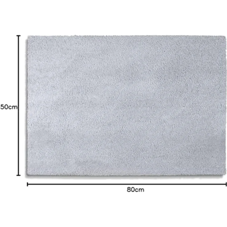 casa pura Badematte Silbergrau Sky Soft, weicher Shaggy Badezimmerteppich, rutschfest und waschbar, 50x80 cm – Bild 1