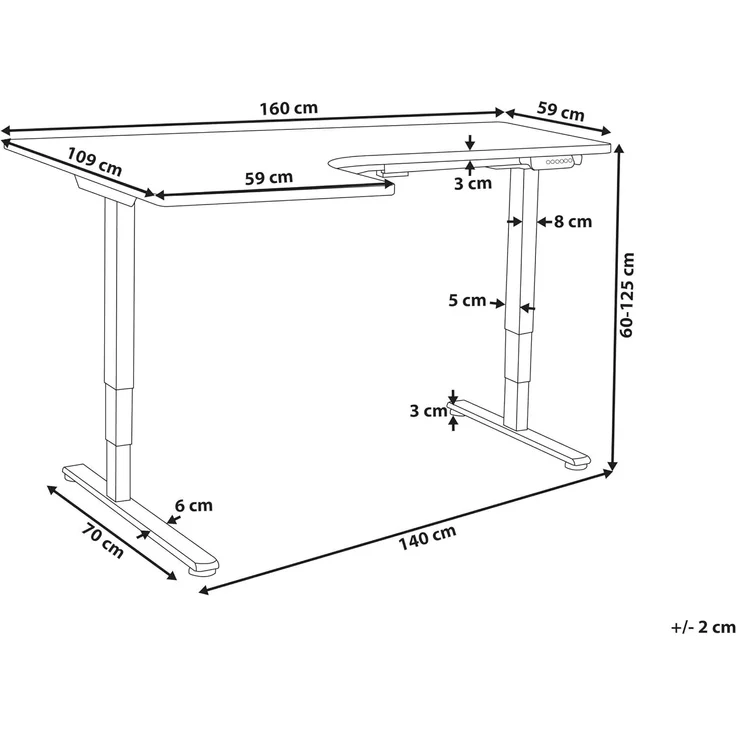 Höhenverstellbarer Schreibtisch Elektrisch Linksseitig Schwarz DESTINES – Bild 3