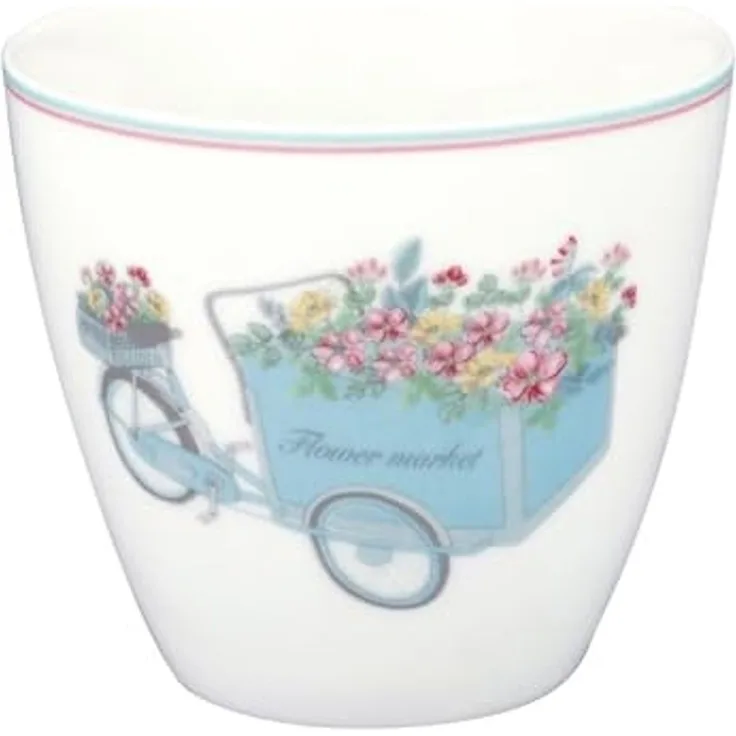 Greengate Becher Portia Latte Cup flowers white 0,35l, Porzellan