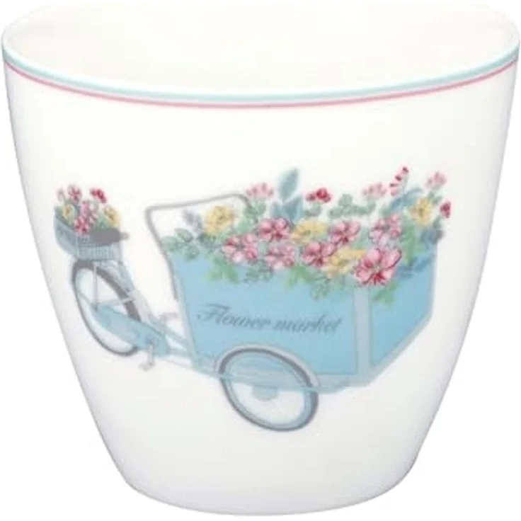 Greengate Becher Portia Latte Cup flowers white 0,35l, Porzellan – Bild 1