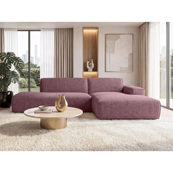 AX LIVING Ecksofa Modern Didim Duo 284 cm Rosa Chenille Eckcouch R – Bild 3
