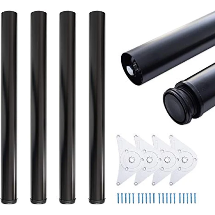 sossai® Tischbein Premium Tischbeine Ø60 mm in Schwarz, höhenverstellbar +2cm – Bild 2