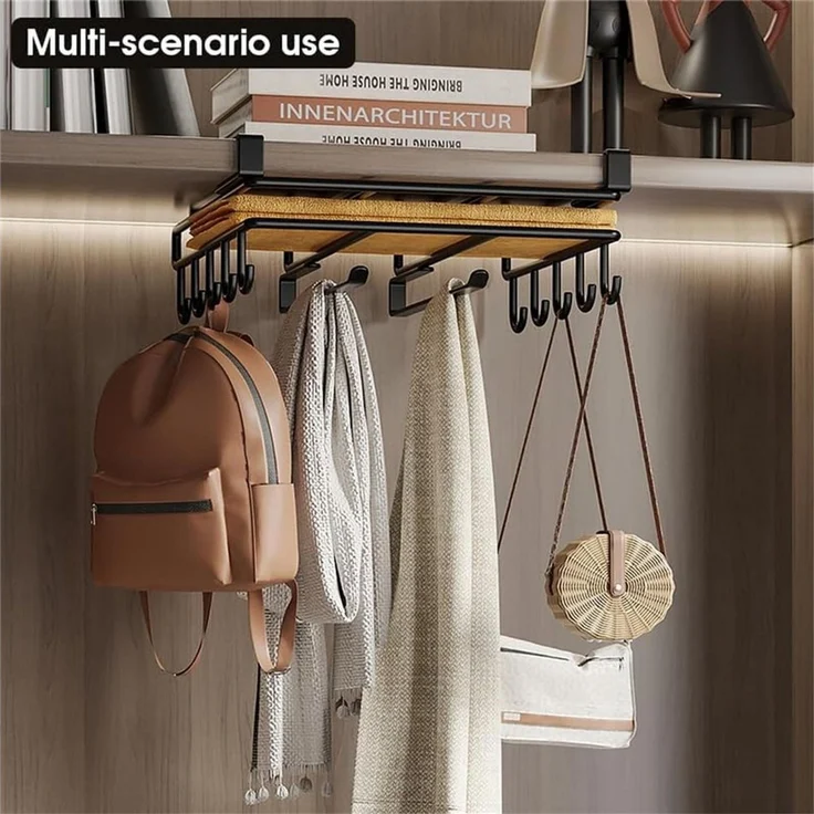 SURFOU Hängekorb Einhängekorb Küchenregal Schrankkorb Schneidebrett Halter Ohne Bohren (Edelstahl-Schrankkorb zum Einhängen, Schrankeinsatz Tassenhalter, Unterbau-Halter für Schneidebrett, Tassen, Küchenrollen & Utensilien, 1 St, Mit 2 Handtuchhaltern,... – Bild 3