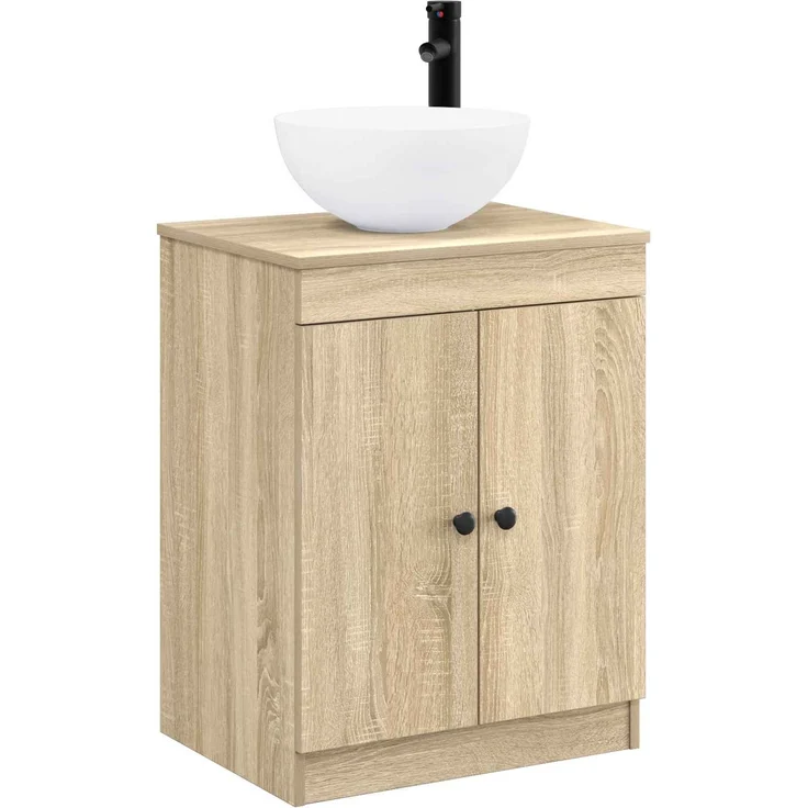 vidaXL Waschbeckenschrank Sonoma-Eiche 54 x 41 x 100 cm Holzwerkstoff 3404216 – Bild 2