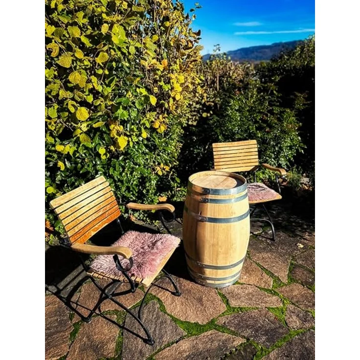 Temesso Stehtisch 100 oder 150 Liter - Holzfass natur - neu gefertigt aus Kastanie – Bild 6