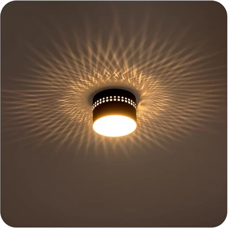 linovum LED Aufbaustrahler SUNEVA LED Aufbauspot schwarz rund indirektes Licht 230V warmweiß 8W, LED-Leuchtmittel fest verbaut – Bild 3