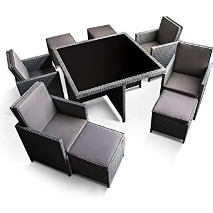 Ragnarök Möbel-Design Garten-Essgruppe Esstisch Set Heimdall 4+4, (Set, Polyrattan, Alu, Würfelsystem) – Bild 7