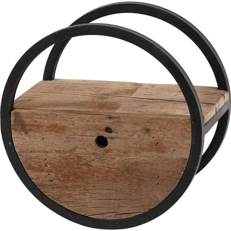 Wandregal Ronde Hartholz massiv, rundes Design mit Schublade, Natur, Ø 40 cm, nachhaltig – Bild 1