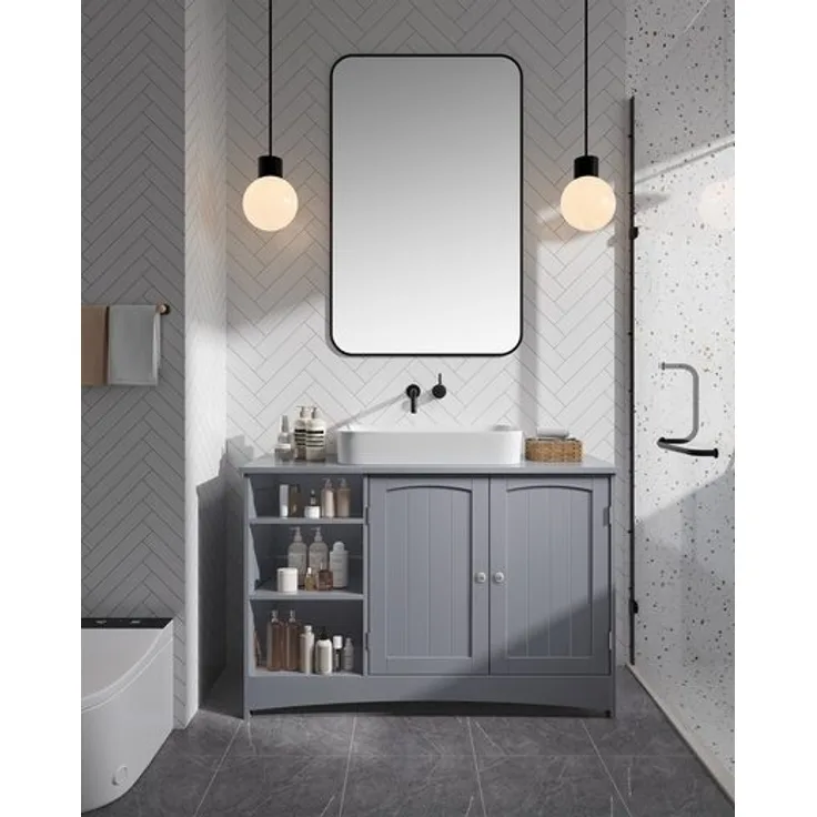 Vasagle Waschbeckenunterschrank höhenverstellbare Ablagen, 90 x 30 x 60 cm, Taubengrau
