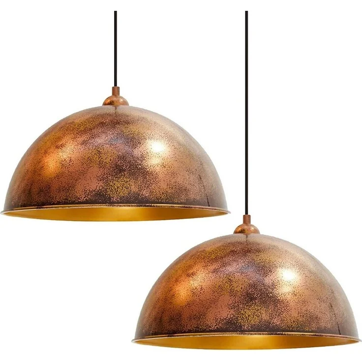 Bamyum Pendelleuchte Hängelampe Kupferfarbe, E27, Handgemalt Vintage Industrial Style Lampe, ohne Leuchtmittel – Bild 5