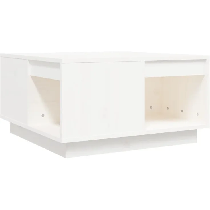 furnicato Couchtisch, Weiß, massives Kiefernholz, 61x32.5x60 cm, stabiler Rahmen, geräumige Tischplatte, reichlich Stauraum