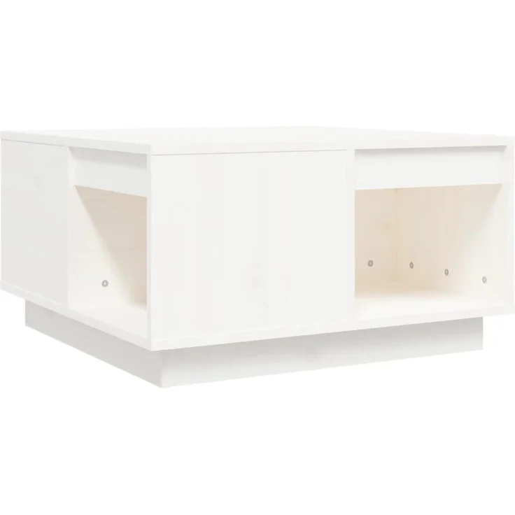 furnicato Couchtisch, Weiß, massives Kiefernholz, 61x32.5x60 cm, stabiler Rahmen, geräumige Tischplatte, reichlich Stauraum