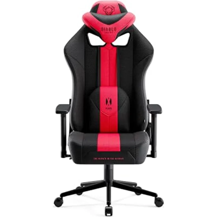 Diablo Chairs X-Player 2.0 Gaming-Stuhl ergonomischer Drehstuhl mit Höhenverstellung Memory Foam-Kopfstütze Lendenwirbelkissen Tilttech-System 58 x 35,5 x 117 cm Größe S Purpur-Anthrazit – Bild 4
