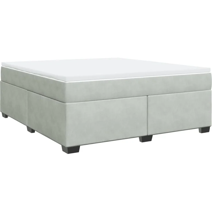 vidaXL Boxspringbett mit Matratze Hellgrau 180x200 cm Samt 3285299 – Bild 9