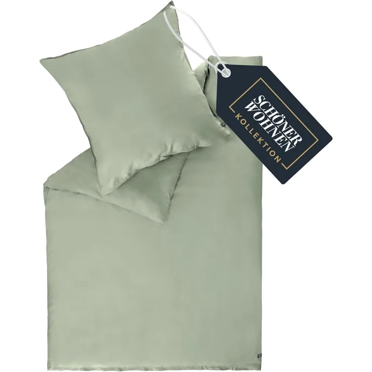 SCHÖNER WOHNEN-Kollektion Bettwäsche PLAIN Satin Bettwäsche, Baumwolle, 1 teilig, 200 x 200 cm in Grün