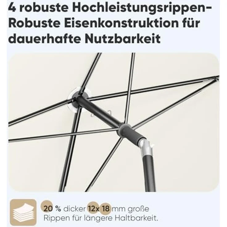 Sekey Rechteckschirm Sonnenschirm Rechteckig Balkon Balkonschirm Knickbar, LxB: 210,00x140,00 cm, UV50+ Sonnenschutz, für Terrasse – Bild 6