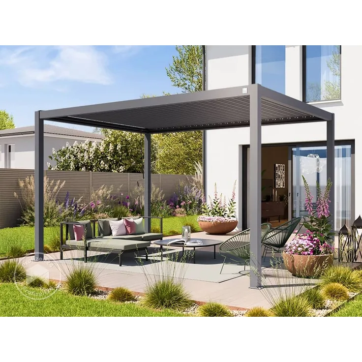 PRIMEYARD Pergola, Aluminium / Stahl grau, 3x4 m