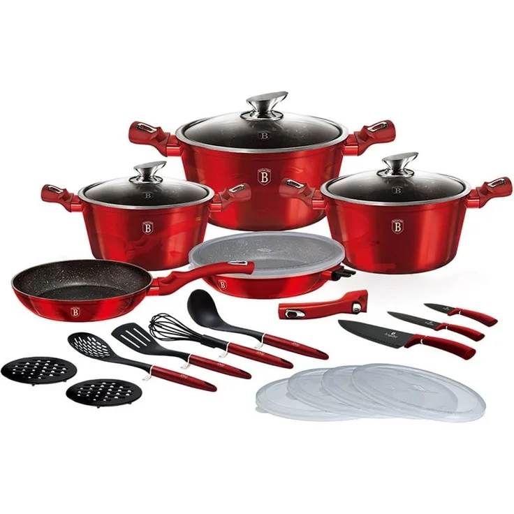 Berlinger Haus Kochen Berlinger Haus Topfset 22 Ele. Metallic Burgundy BH7180