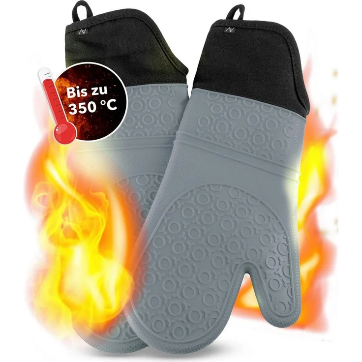 AVANA Topfhandschuhe Silikon Ofenhandschuhe Backhandschuhe Kochhandschuhe, (1 Paar Ofenhandschuhe aus Silikon), weiches Baumwoll-Innenfutter, Anti-Rutsch, Hitzebeständig bis 350°C – Bild 1