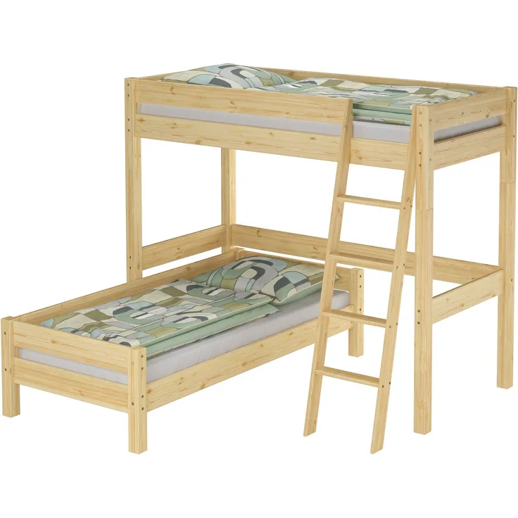 Hochbett für Kinder mit Einzelbett 90x200 Kinderbett Stockbett Kiefer massiv V-60. 20-09-2-20Z ohne Zubehör