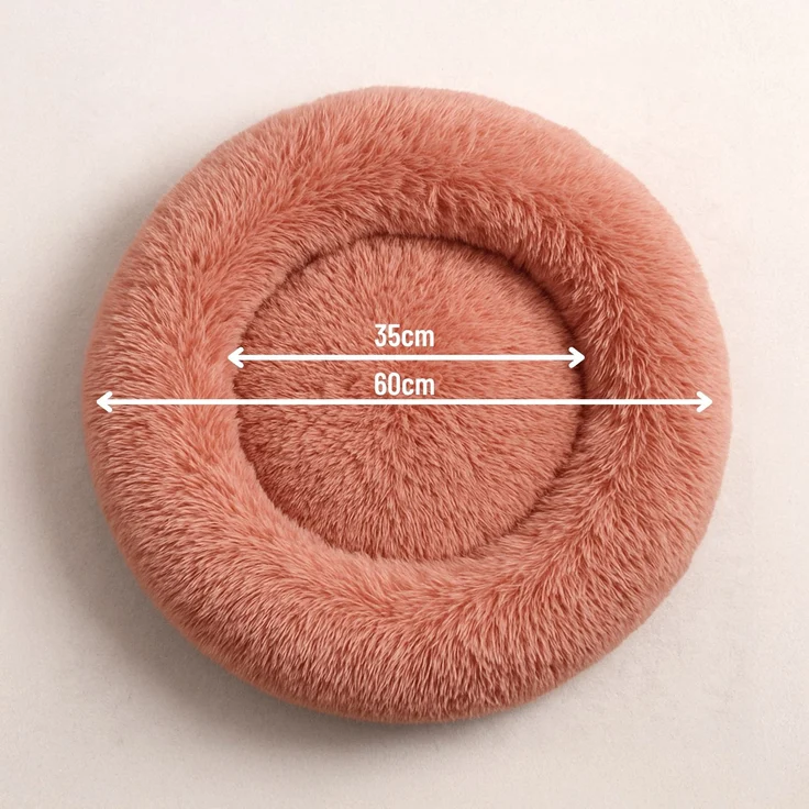 belviona Donut-Hundebett, kuscheliges Plüschbett mit weicher Füllung, sicherem Halt & ergonomischem Rand, 60 cm Durchmesser, altrosa – Bild 4
