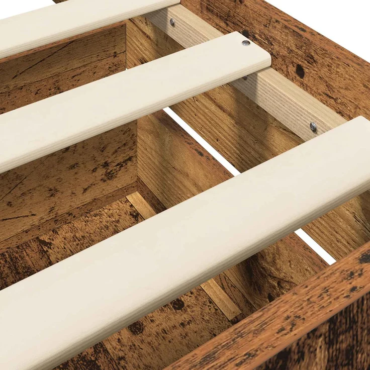 vidaXL Bettrahmen mit Schubladen mit Kopfteil Altholz Holzwerkstoff 3429512 – Bild 7