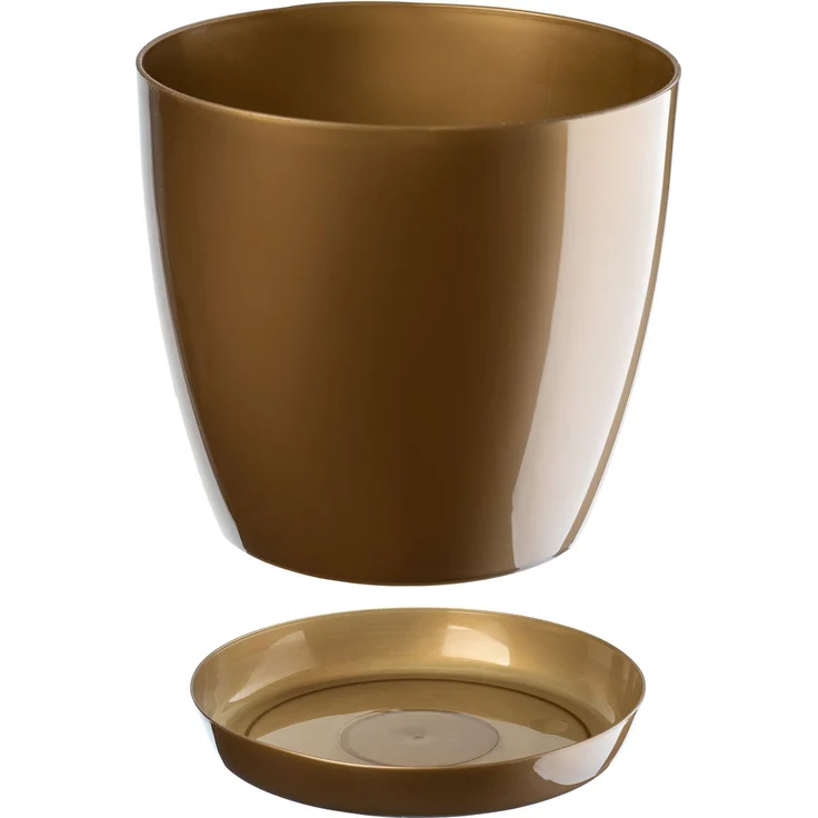 KADAX Blumentopf mit Ständer, Kunststoffabdeckung, 12 cm goldener Topf für Blumen – Bild 3