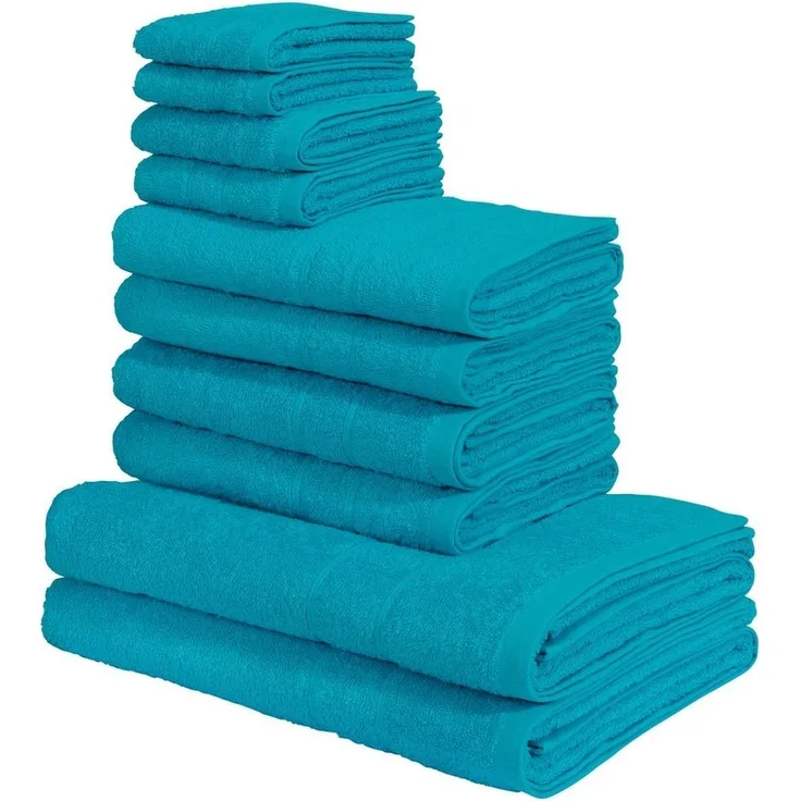 my home Handtuch Set Inga, Duschtücher, Handtücher, Gästetücher, Seiftücher, Walkfrottee (10-St), Handtücher mit feiner Bordüre, 100% Baumwolle, einfarbig, weich