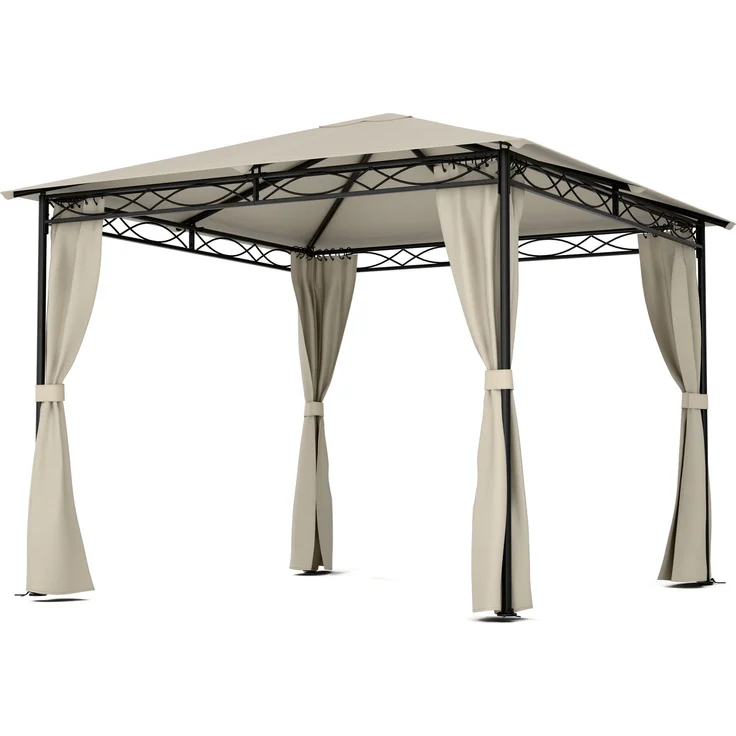 Blumfeldt Mondo - Pergola Partyzelt Gartenzelt Gazebo, Größe: 2,95 x 2,6 x 2,95 m (BxHxT), 4 Seitenteile, EasyMount Concept, Witterungsschutz: UV / Wind / Regen, beige – Bild 8