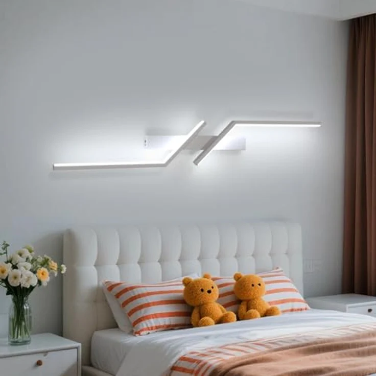 Goeco LED Wandlampe Innen, 81 CM 24 W Moderne Lang Wandleuchte 2 Fimmige 6500K Kaltweißes Licht, Weiß Flurlampe Wand Belechtung für Flur Treppenhaus Wohnzimmer Schlafzimmer – Bild 7