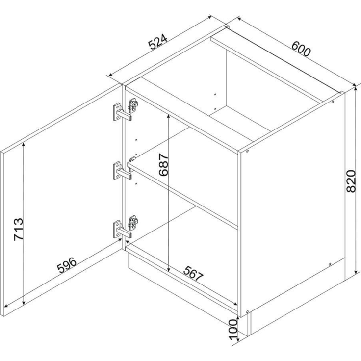 Küchenunterschrank 60 cm - Weiß - Universelle Frontmontage - ohne Arbeitsplatte - Soft-Close-Mechanismus – Bild 5