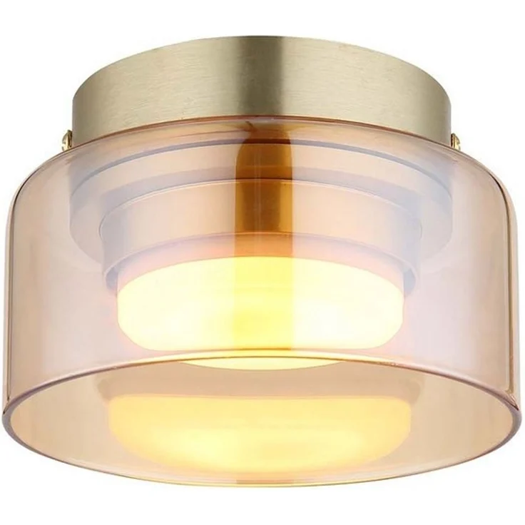 GLOBO LIGHTING LED Deckenleuchte, Leuchtmittel inklusive, Warmweiß, Deckenleuchte Deckenlampe Esszimmerlampe amber goldfarben 1 flammig – Bild 4