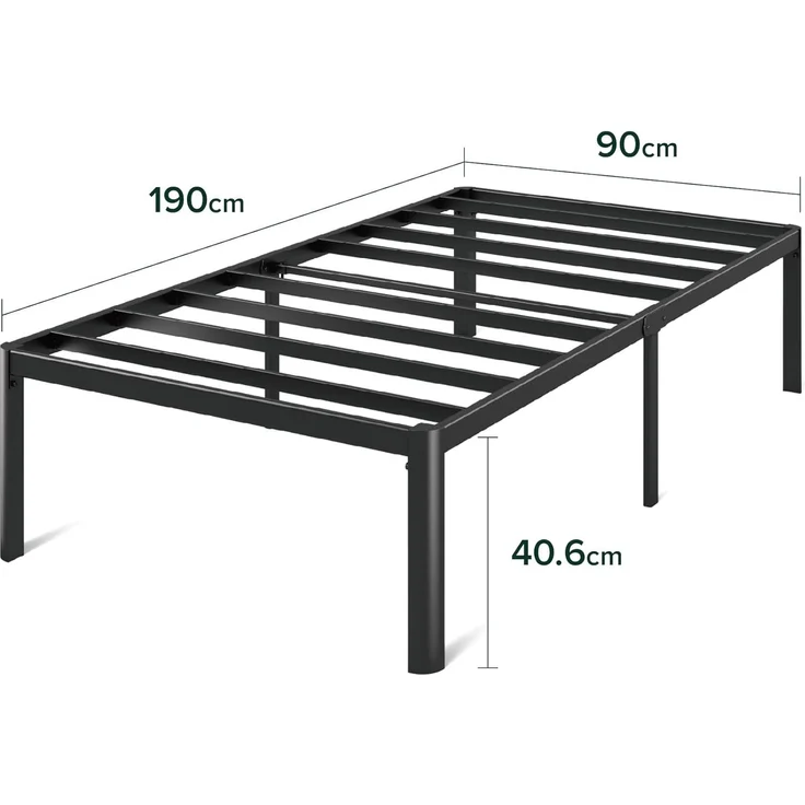 ZINUS Van Plattformbett aus Metall, 41 cm | Stahllattenrost | Für Erwachsene, Kinder, Jugendliche | Einfache Montage | Stauraum unter dem Bett | 90x200 cm | Schwarz – Bild 2
