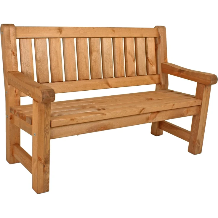 Gartenbank ALLGÄU 124 cm Kiefer natur geölt mit Armlehne 2-sitzig – Bild 3