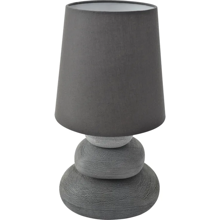 Näve 3045216 Stoff-Tischleuchte, grau, Keramik-Textil-Kombination, E14 Fassung, 31 cm hoch, Kippschalter in Zuleitung