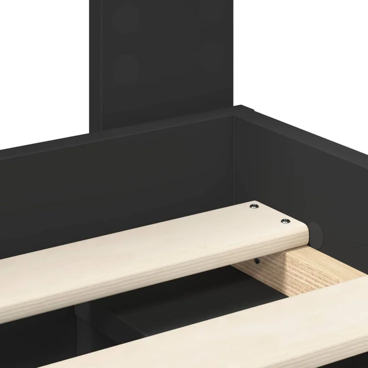 vidaXL Bettrahmen Schwarz 150 x 200 cm Massives Kiefernholz 3413291 – Bild 9