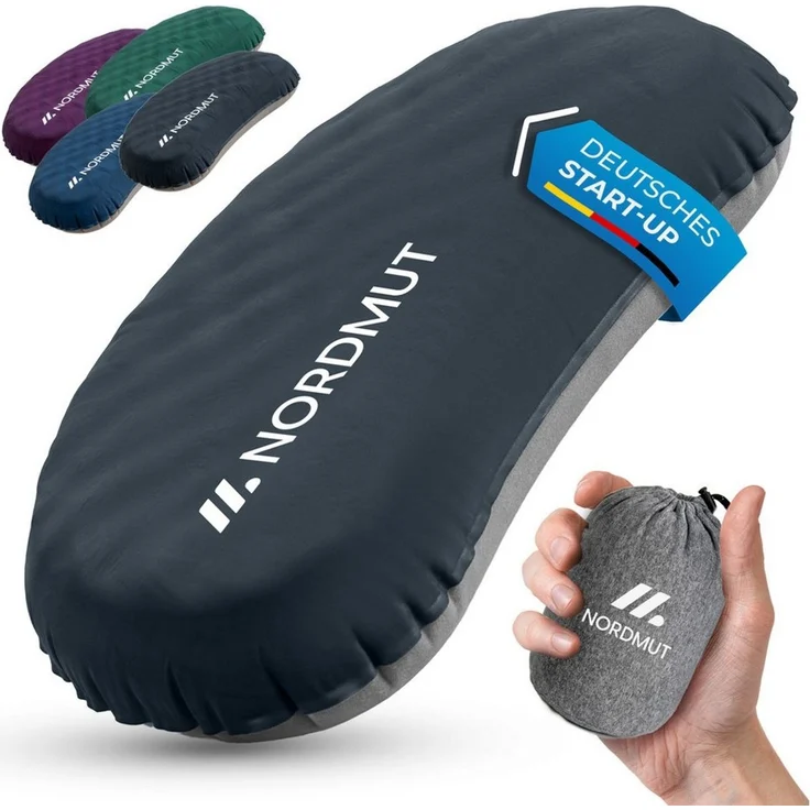 Nordmut Reisekissen aufblasbar & ergonomisch für Camping & Outdoor, kompakt & ultraleicht, Spar-Set, 1-tlg, Nordmut Rago + Kompressionsbeutel, Trekking, Schlafkissen für Nacht, waschbarer Bezug, Kompressionsbeutel – Bild 1
